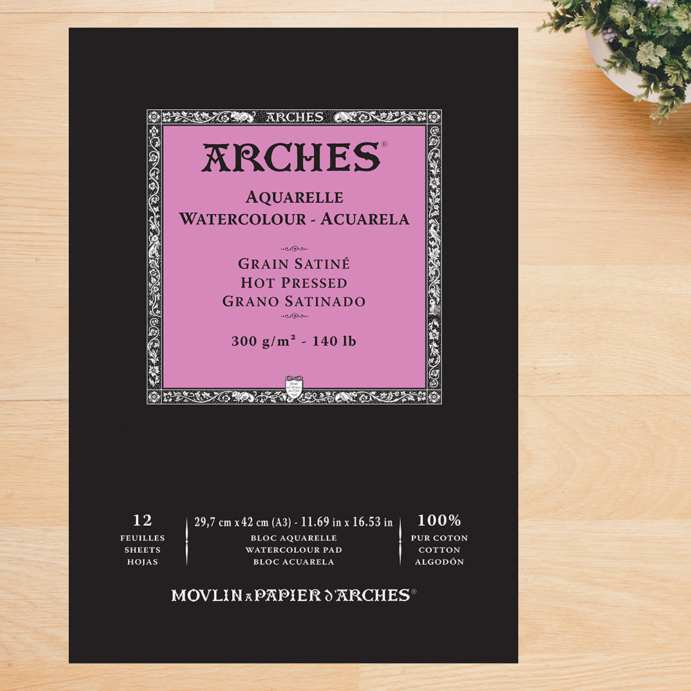 Arches 100% Cotton 300gsm Hot Press Watercolour Pads | Pad of 12
