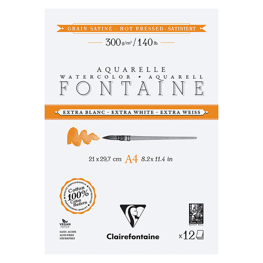 Fontaine 100% Cotton EW Watercolour Paper | Hot Press Pads