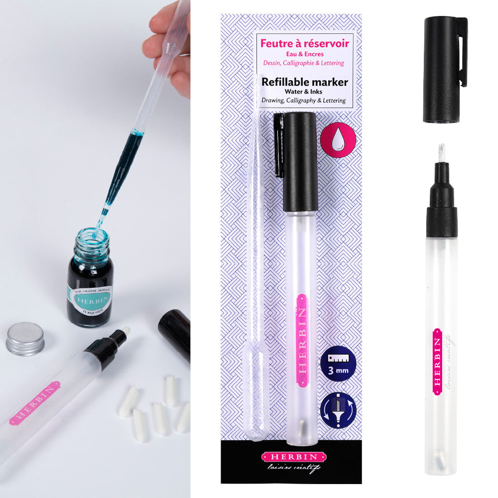 Herbin Refillable Marker 3mm Round/Chisel Tip