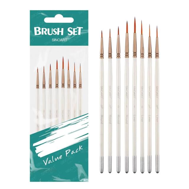 Sinoart Artists Fine Detail Brush | Set of 8