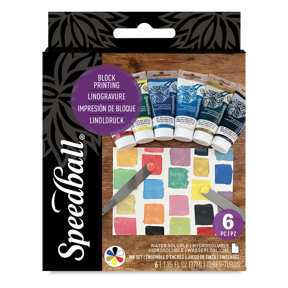 Speedball Water Soluble Block Ink Set | 6x37ml