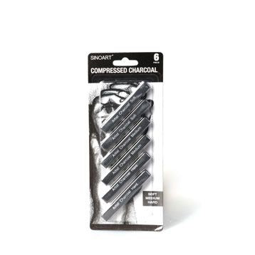 SInoart Compressed Charcoal Stick Card of 6