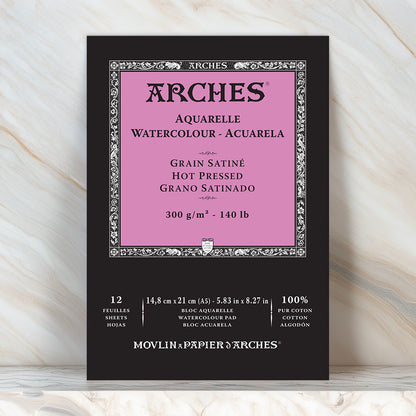 Arches 100% Cotton 300gsm Hot Press Watercolour Pads | Pad of 12