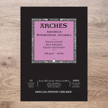 Arches 100% Cotton 300gsm Hot Press Watercolour Pads | Pad of 12
