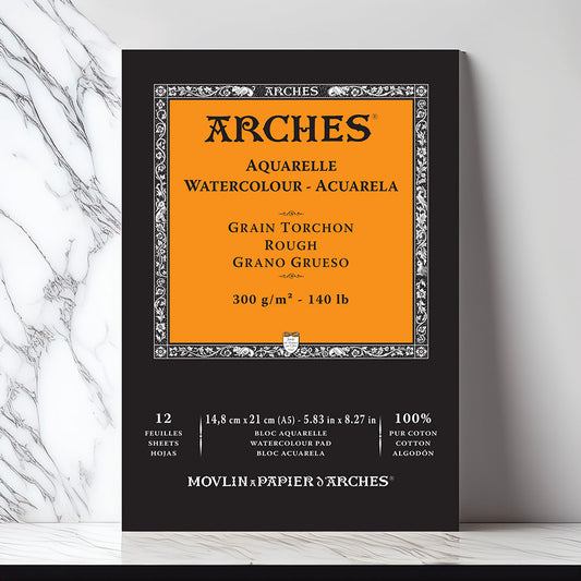 Arches 100% Cotton  300gsm Rough Watercolour Pads | Pad of 12