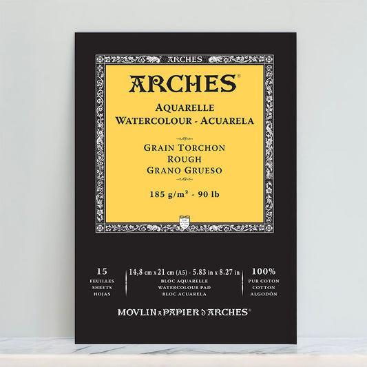 Arches 100% Cotton 185gsm Rough Watercolour Pad | Pad of 15