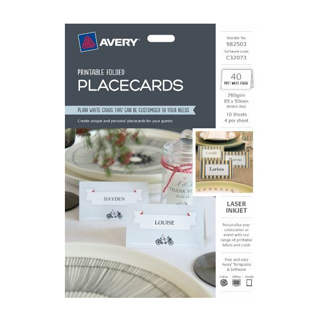 Avery Folded Placecards - Matt White