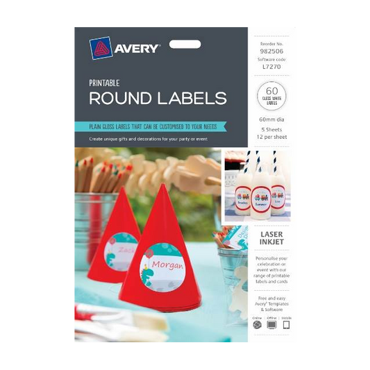 Avery Round Labels - 60 Gloss White