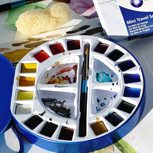 Daler-Rowney Aquafine Watercolour Paint Travel Tin of 18