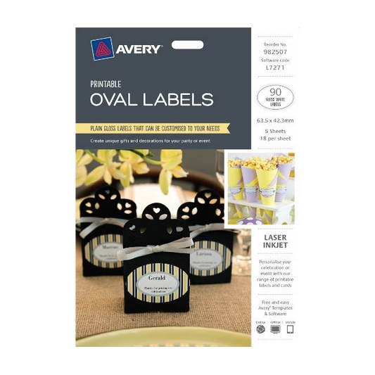 Avery Oval Labels - 90 Gloss White