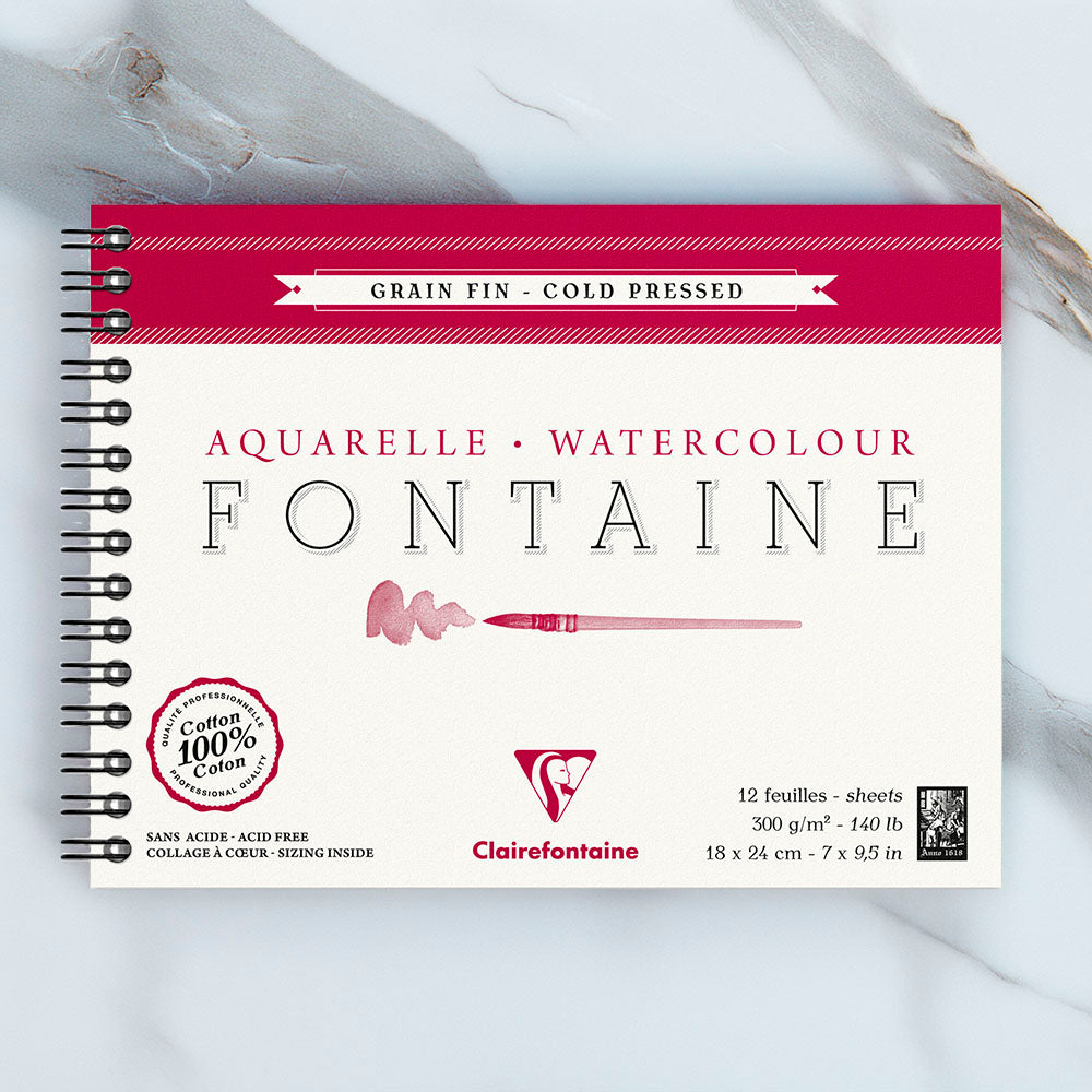 Fontaine 100% Cotton Watercolour Paper| Cold Press Spiral Pads