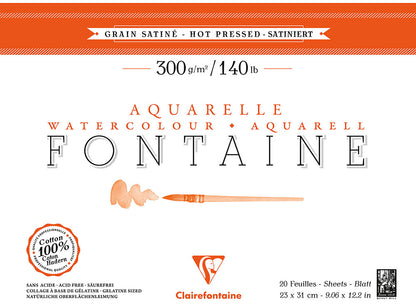 Fontaine 100% Cotton Watercolour Paper | Hot Press Blocks
