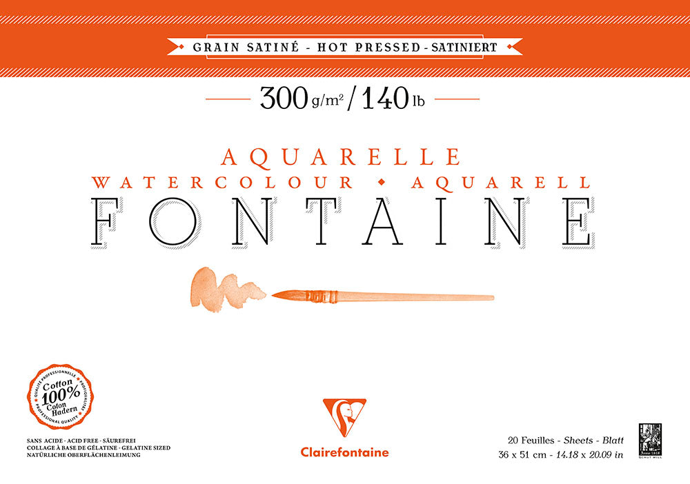 Fontaine 100% Cotton Watercolour Paper | Hot Press Blocks