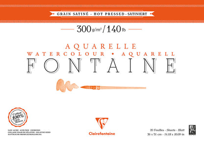 Fontaine 100% Cotton Watercolour Paper | Hot Press Blocks