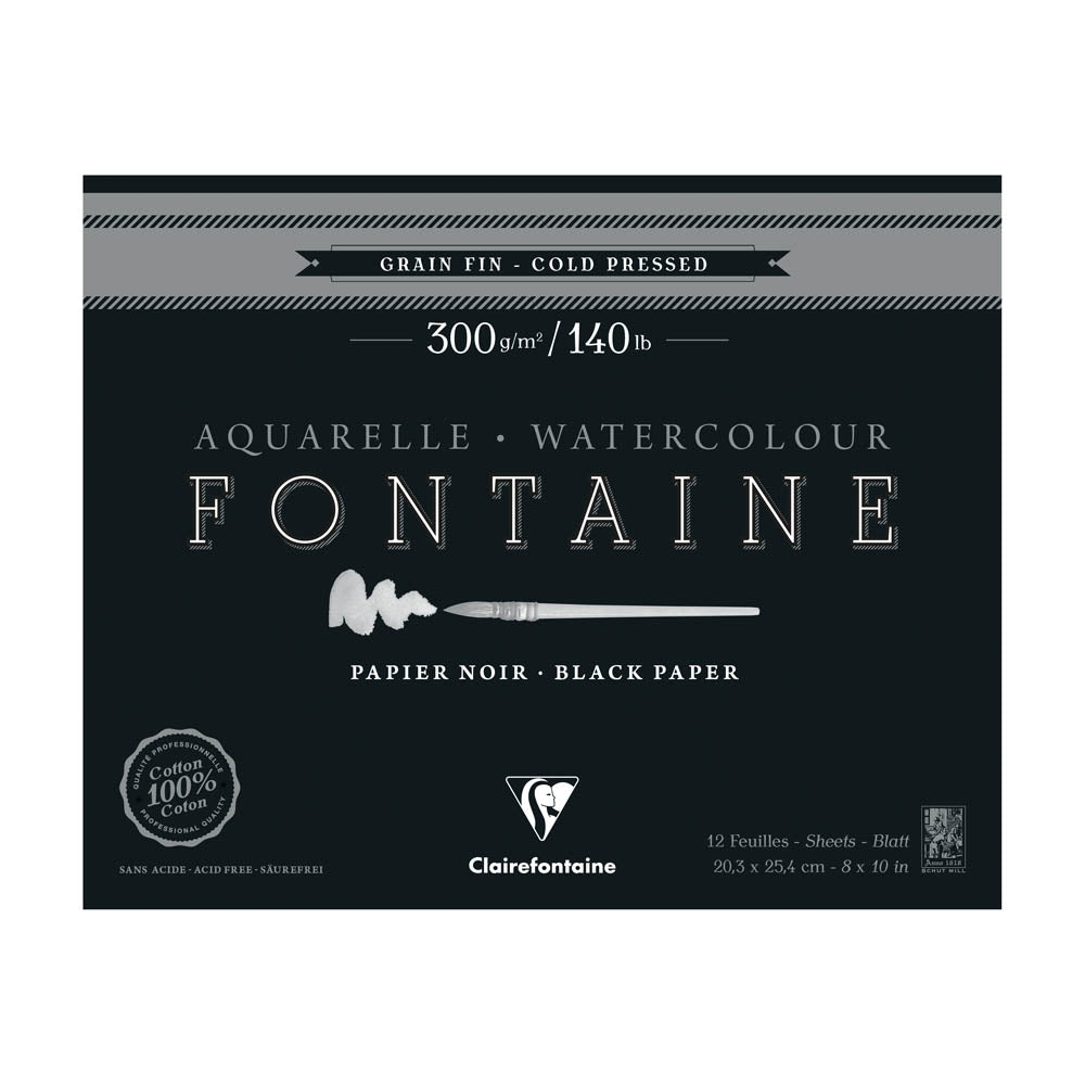 Fontaine 100% Cotton Watercolour Paper| Black Cold Press Pads