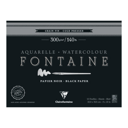 Fontaine 100% Cotton Watercolour Paper| Black Cold Press Pads