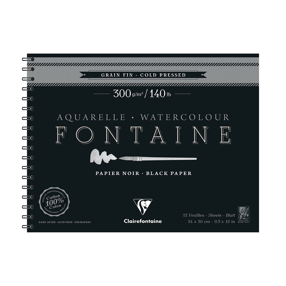 Fontaine 100% Cotton Watercolour Paper| Black Cold Press Pads