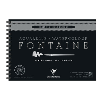 Fontaine 100% Cotton Watercolour Paper| Black Cold Press Pads