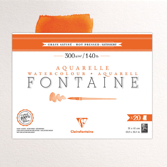 Fontaine 100% Cotton Watercolour Paper| Hot Press Blocks