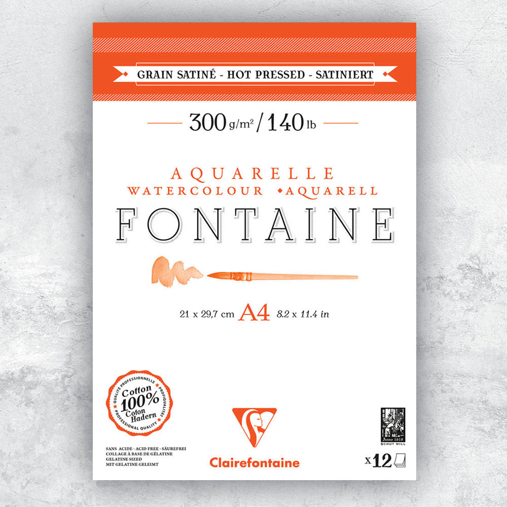 Fontaine 100% Cotton Watercolour Paper| Hot Press Pads