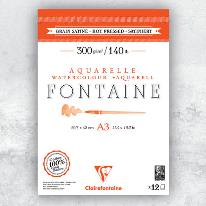 Fontaine 100% Cotton Watercolour Paper| Hot Press Pads