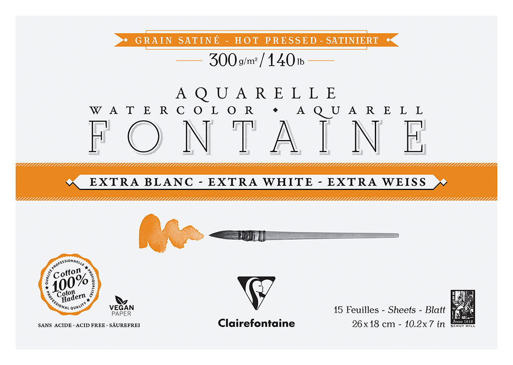 Fontaine 100% Cotton EW Watercolour Paper | Hot Press Blocks