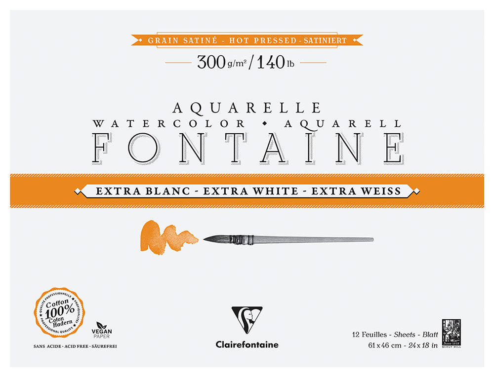 Fontaine 100% Cotton EW Watercolour Paper | Hot Press Blocks