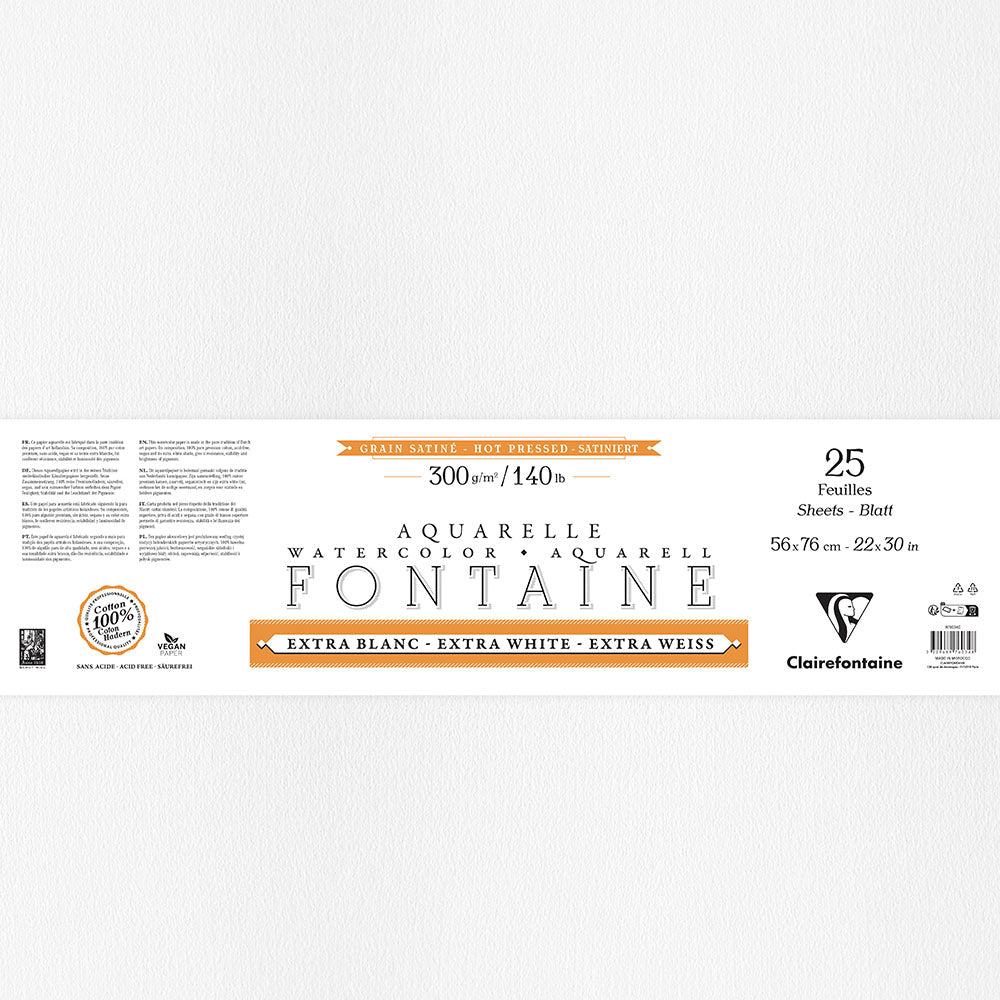 Fontaine 100% Cotton EW Watercolour Paper | Hot Press sheets