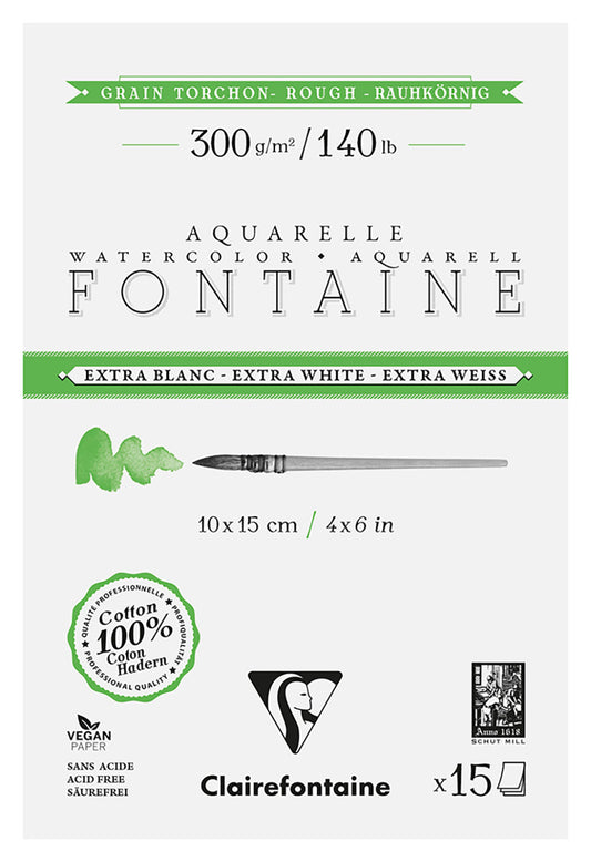 Fontaine 100% Cotton Extra White Watercolour Paper I Rough Grain Blocks