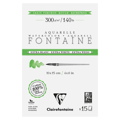 Fontaine 100% Cotton Extra White Watercolour Paper I Rough Grain Blocks