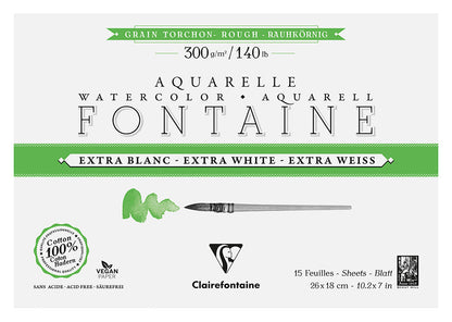Fontaine 100% Cotton Extra White Watercolour Paper I Rough Grain Blocks