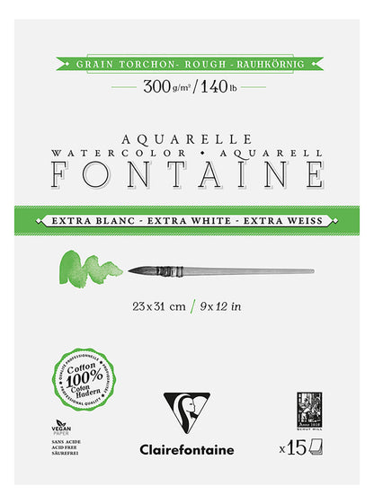 Fontaine 100% Cotton Extra White Watercolour Paper I Rough Grain Blocks