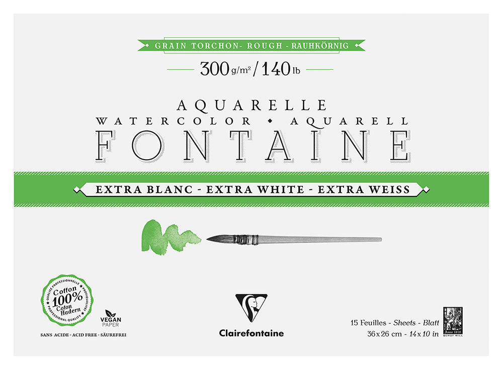 Fontaine 100% Cotton Extra White Watercolour Paper I Rough Grain Blocks