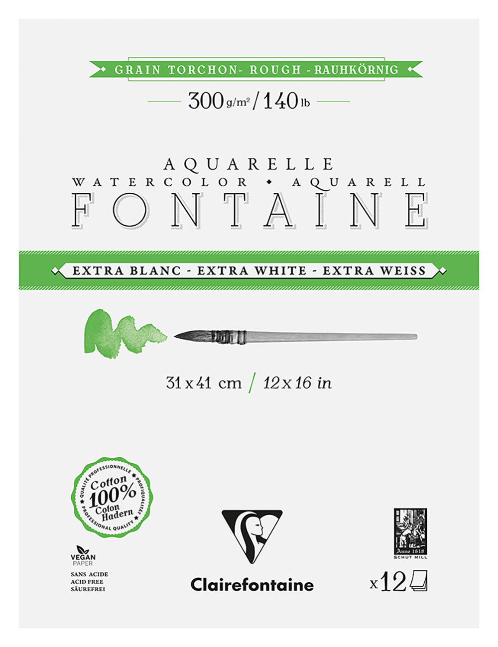 Fontaine 100% Cotton Extra White Watercolour Paper I Rough Grain Blocks