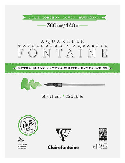 Fontaine 100% Cotton Extra White Watercolour Paper I Rough Grain Blocks