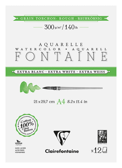 Fontaine 100% Cotton Extra White Watercolour Paper I Pads
