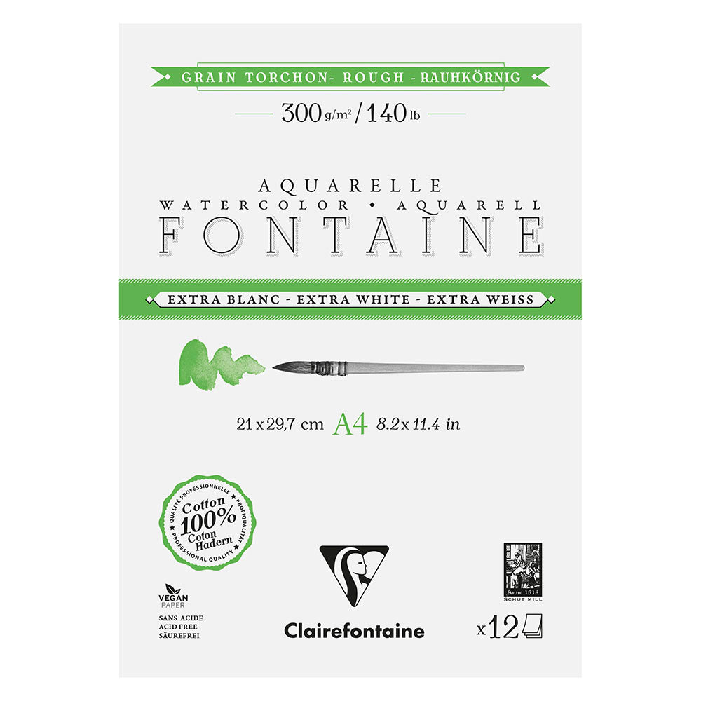 Fontaine 100% Cotton Extra White Watercolour Paper I Rough Grain Pads