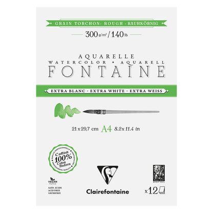 Fontaine 100% Cotton Extra White Watercolour Paper I Rough Grain Pads