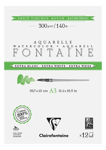 Fontaine 100% Cotton Extra White Watercolour Paper I Pads