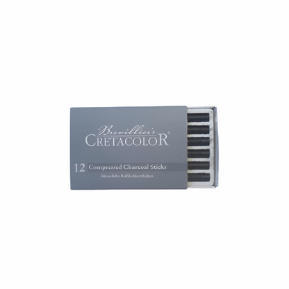 Cretacolor Compressed Charcoal - Soft, Medium, and Hard artist sticks for detailed drawing, 8mm diameter x 94mm long