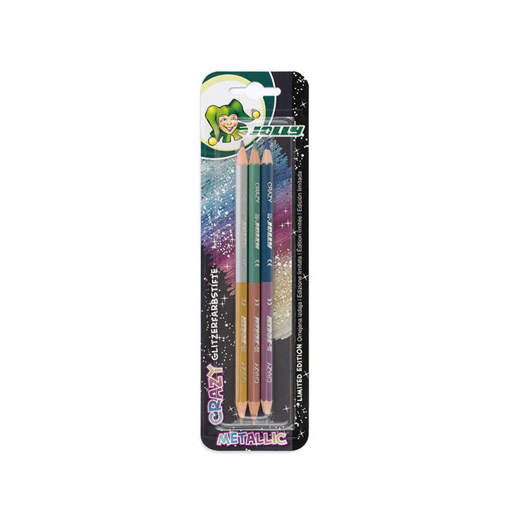 Jolly Supersticks double-end Crazy Metallic Pencil card of 3