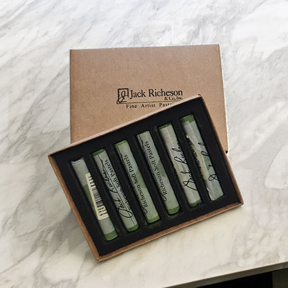 Richeson Medium Soft Pastel Box of 6 - Green & Blue Colours - Single Colour