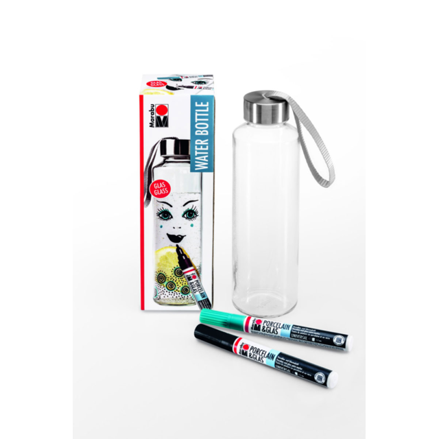 Marabu Glass Waterbottle Decorating Kit