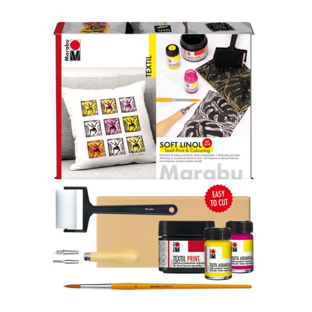 Marabu Textile Soft Lino Print & Colouring Kit