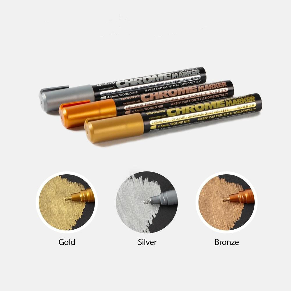 Mungyo Metallic Chrome Markers Set of 3