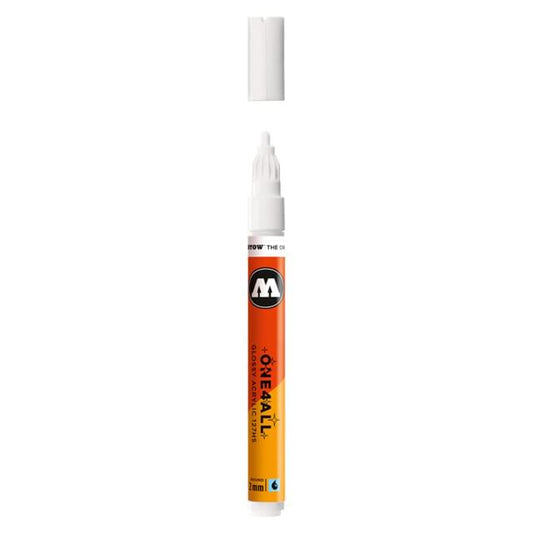 White ONE4ALL Gloss Marker with cap off, displaying white gloss acrylic nib.