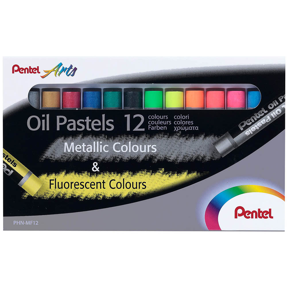 Pentel Arts Fluorescent & Metallic Oil Pastel | Set of 12