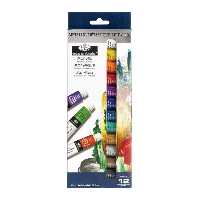 Royal & langnickel essential 12x12ml metallic acrylic colours set