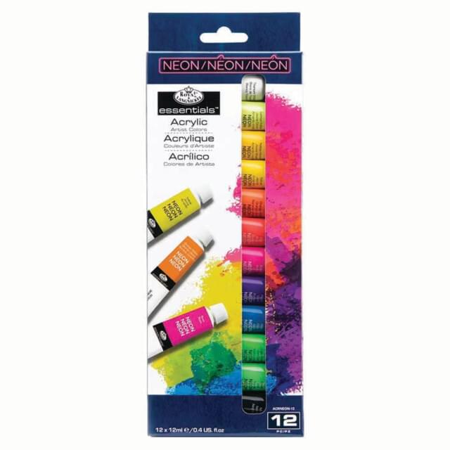 Royal & langnickel essential 12x12ml neon acrylic neon colours set