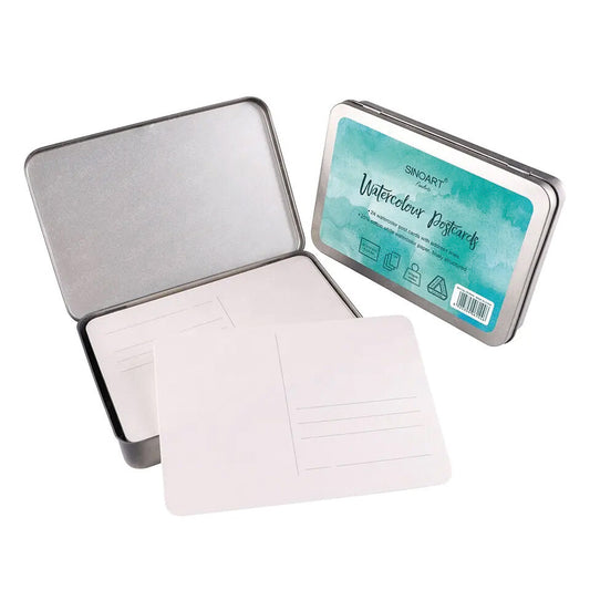 Sinoart Watercolor Postcard Set -24 Postcards in Metal Storage Box